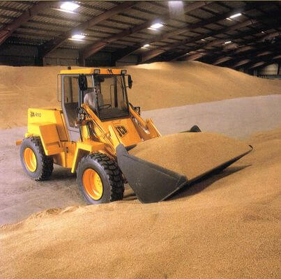 A JCB 410 wheeled loader